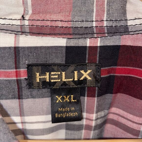 Helix Shirt Men's XXL Short Sleeve Pockets Red Black White Western Rodeo - Picture 2 of 7